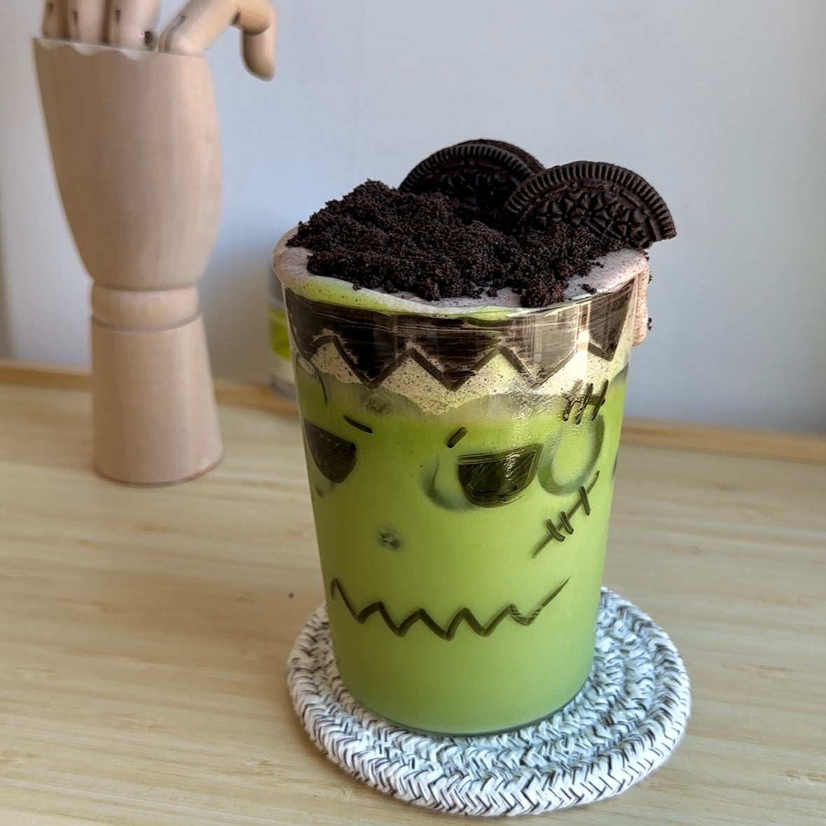 frankenstein’s matcha  — a spooky halloween sip 👻