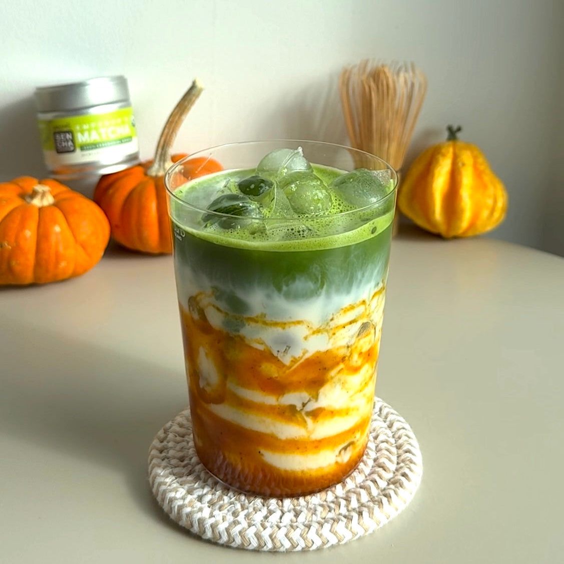 pumpkin butter matcha latte