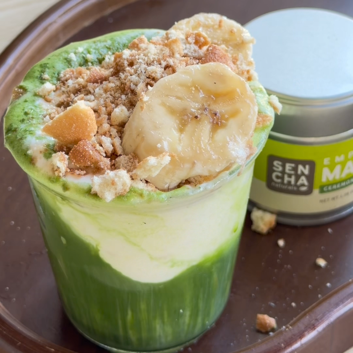 banana cream matcha latte 🍌