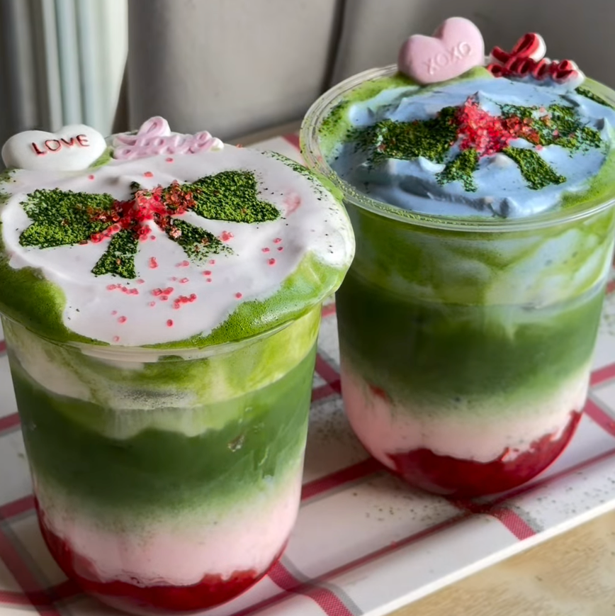 valentine’s day matcha latte 💕