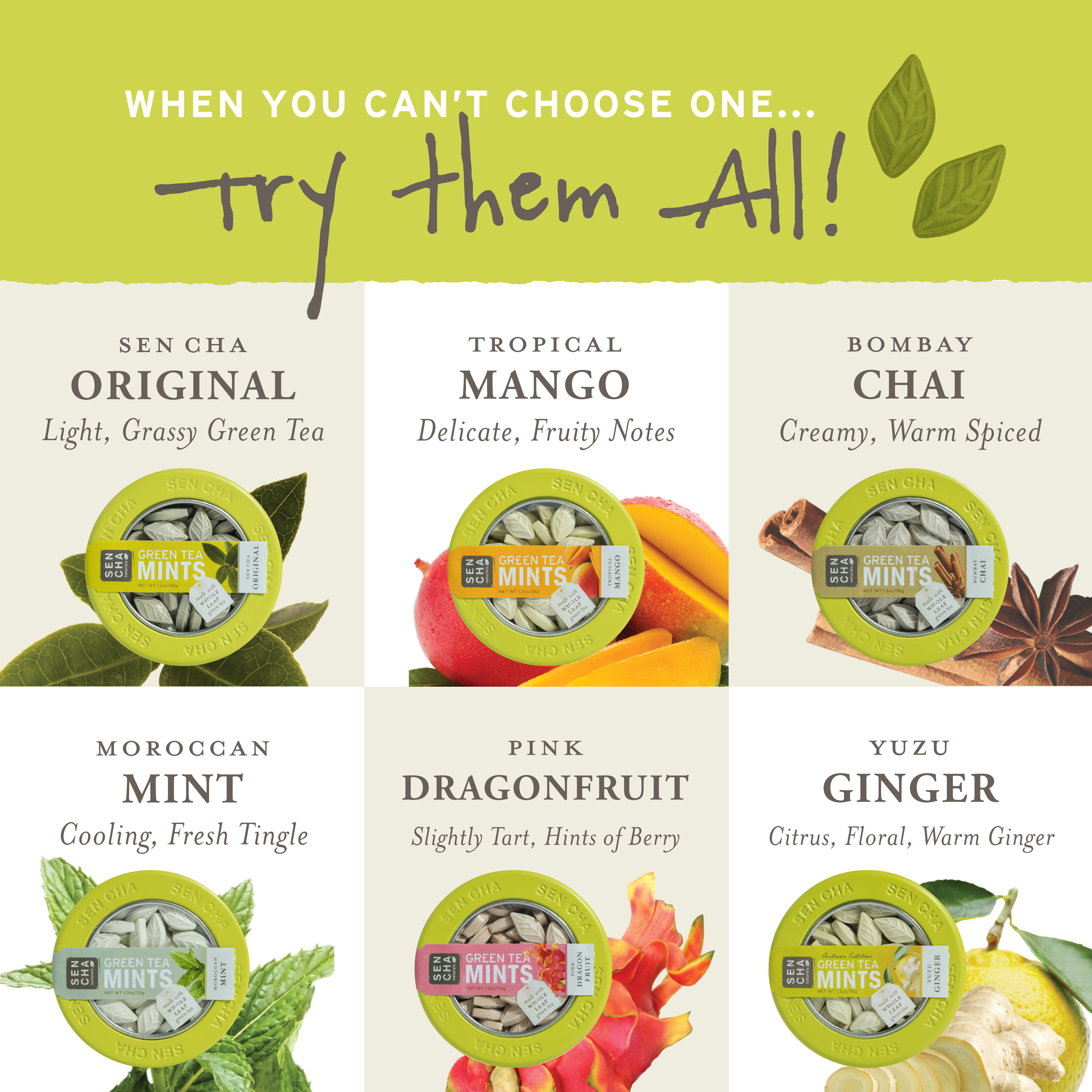 Green Tea Mints - Canister Gift Set | 6 Flavors